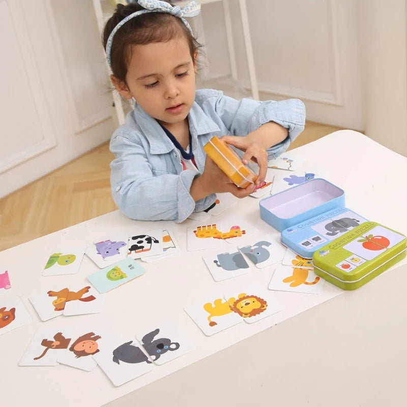 Rompecabezas para bebés, juguetes educativos Montessori, juegos de rompecabezas 3D de madera, caja de hierro, rompecabezas para niños, rompecabezas de madera para niños de 2 a 3 a 4 años
