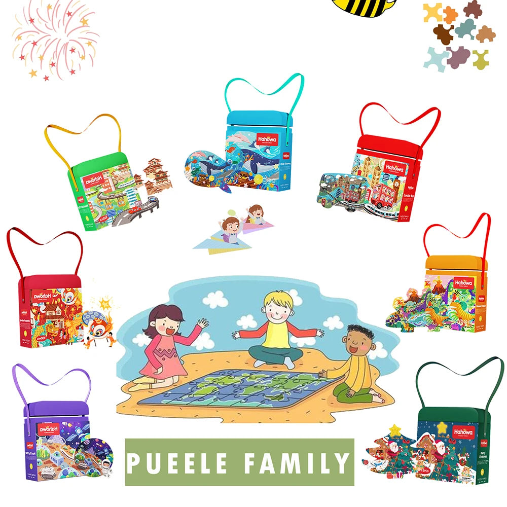 Hahowa-rompecabezas de animales único para niños, juguete con caja de regalo de papel, juegos educativos Montesorri, juguetes, regalos para niños