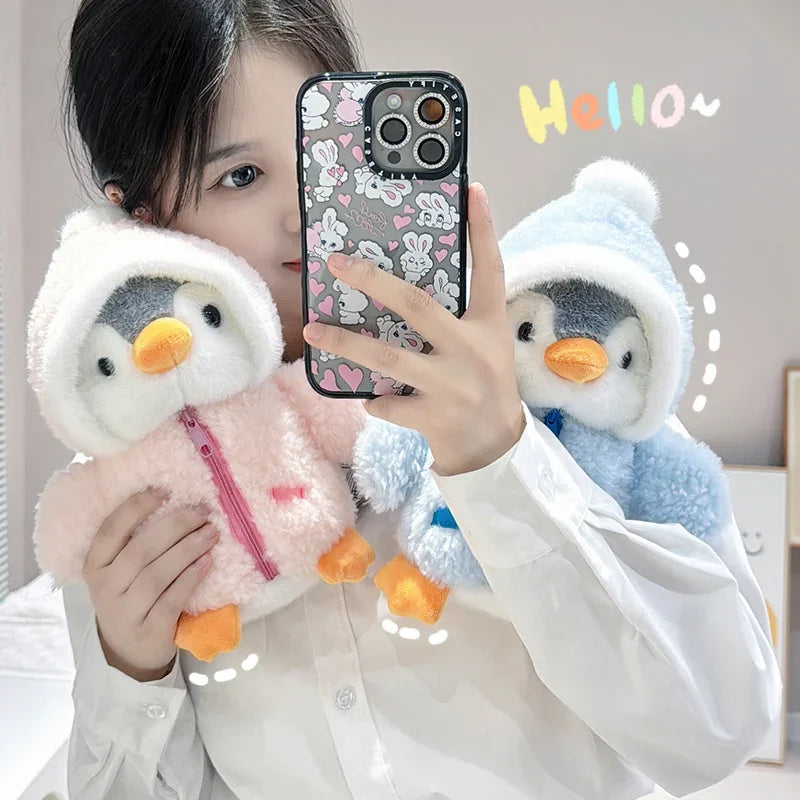 Juguete de peluche de pingüino para bebé, muñeco relajante para dormir, pingüino esponjoso, ropa, sombreros, almohada de Animal de peluche, regalo de cumpleaños, nuevo