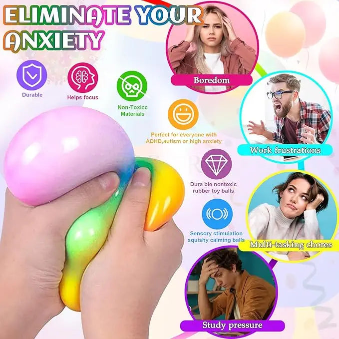 Juego de Mini pelotas antiestrés blandas, pelota para apretar de arcoíris, juguete EDC sensorial, duradero, no tóxico, alivio del estrés, 6 uds.