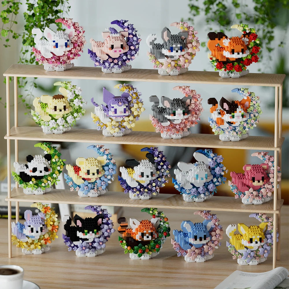 Mini perro gato panda mapache lindo mascota pequeño miniatura de bloques de construcción serie adornos juguete para niños regalos de cumpleaños de Navidad para niños