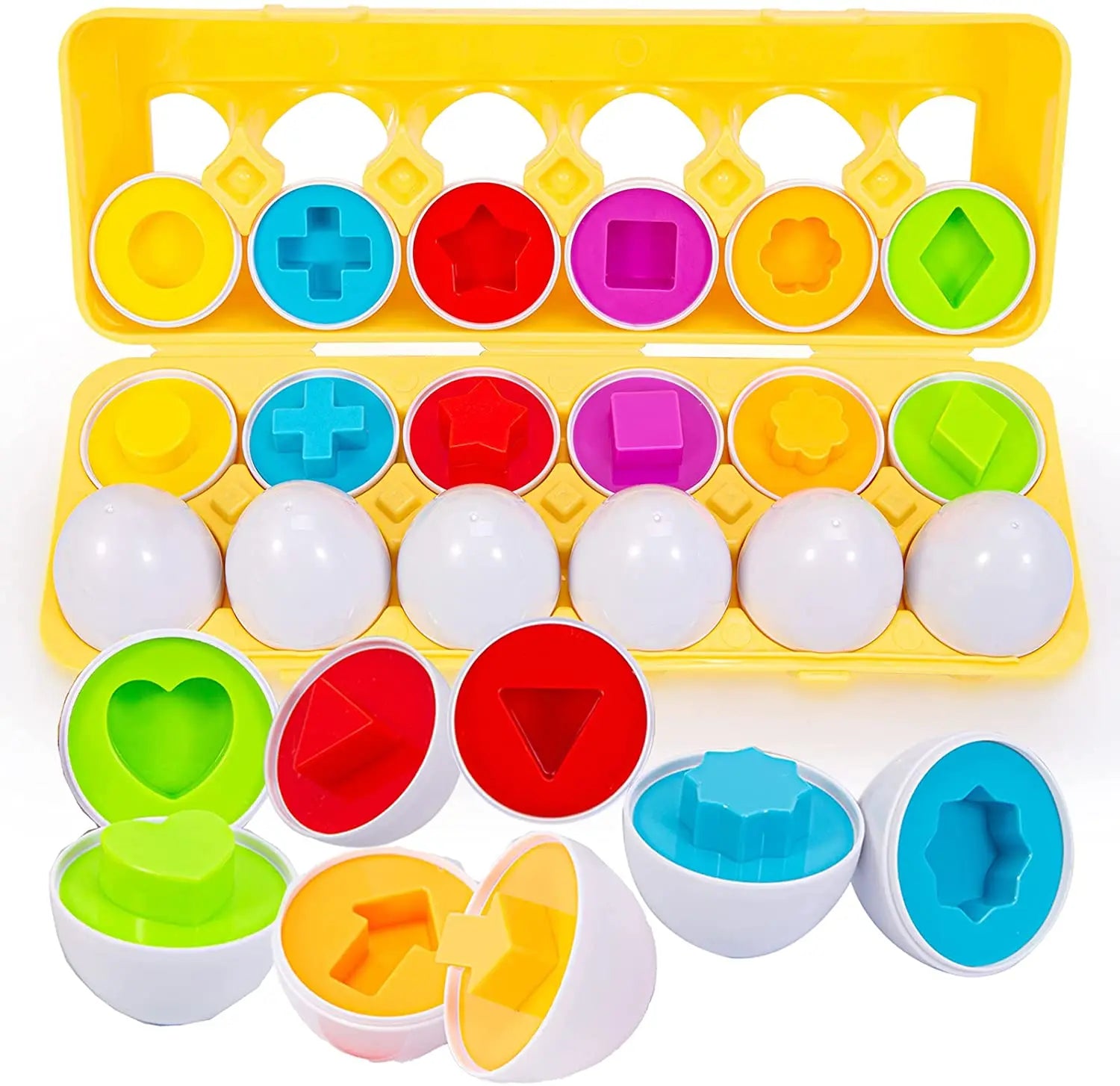 Juguete de huevos inteligentes Montessori para bebés, juegos de rompecabezas a juego, clasificador de formas, juguetes educativos de aprendizaje para niños de 2 a 3 años, regalo de Pascua