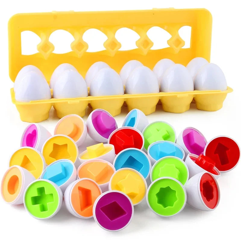 Juguete de huevos inteligentes Montessori para bebés, juegos de rompecabezas a juego, clasificador de formas, juguetes educativos de aprendizaje para niños de 2 a 3 años, regalo de Pascua