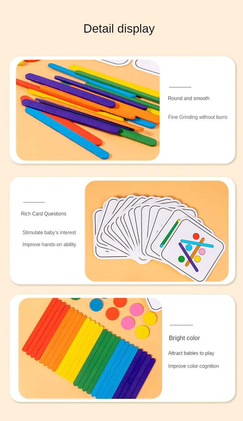 Rompecabezas Montessori para niños, juego de rompecabezas 3D de madera, palo Tangram, forma de anillo geométrico a juego, juguetes educativos para edades tempranas