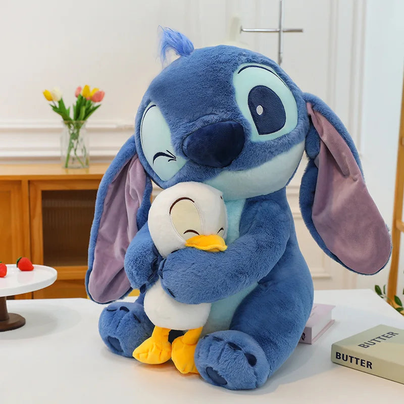 Muñeco de peluche de Disney de 25-40CM, muñeco Lilo de punto de pato bonito, juguete de peluche de Anime, relleno suave Kawaii, regalo de cumpleaños para niños