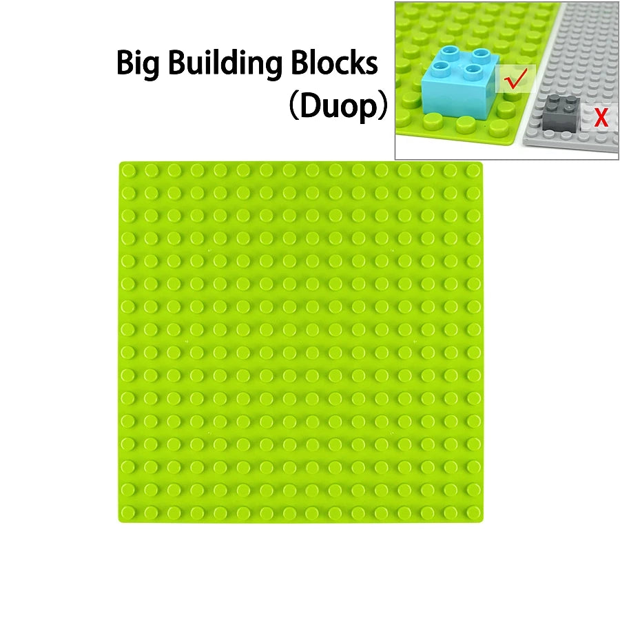 Placa base Duploes de gran tamaño, placas de montaje de ladrillos de 16x16 puntos, partículas grandes, figuras clásicas de animales, bloques de construcción, juguetes para niños