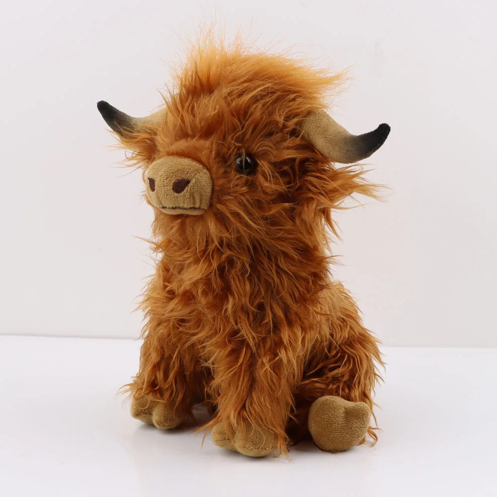 Juguete de peluche de vaca de las Tierras Altas: adorable animal de peluche realista con pelo largo y esponjoso, regalo de peluche suave para niños, niños y coleccionistas