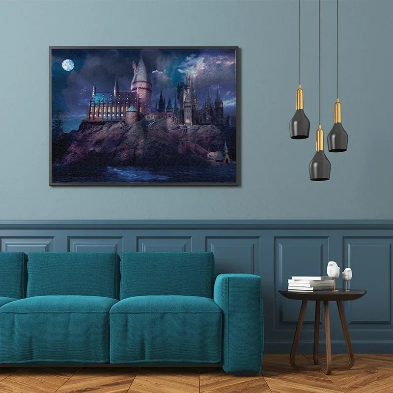 Rompecabezas de castillo mágico oscuro de 1000 piezas para adultos (7,5 "x 19,7") rompecabezas desafiante con zonas de letras, regalo navideño, decoración del hogar,