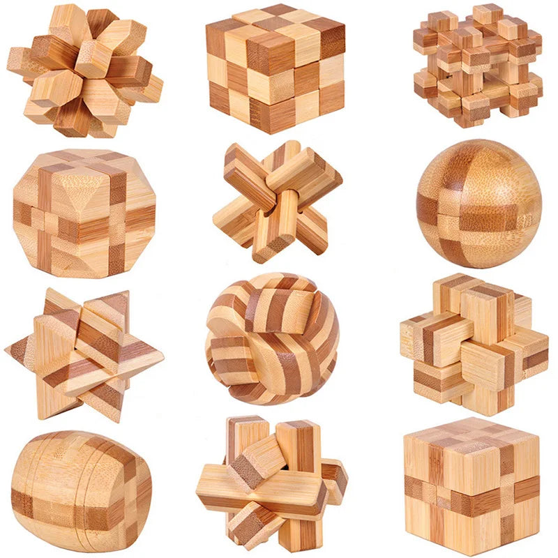 Kong Ming Lock de madera Lu Ban Lock IQ rompecabezas juguete educativo para niños Montessori rompecabezas 3D juego desbloquear juguetes para adultos