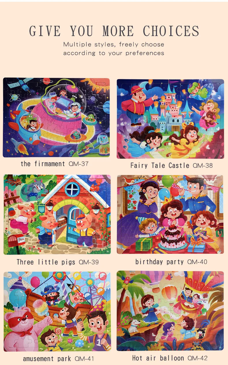 Rompecabezas de madera de 60 uds., rompecabezas 3D de colores, personajes de dibujos animados, animales, aprendizaje educativo temprano, pensamiento lógico, rompecabezas de enfoque, juguetes de regalo