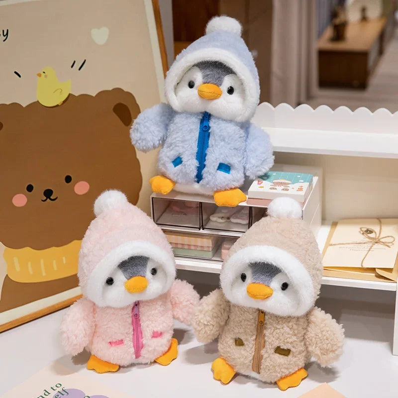 Juguete de peluche de pingüino para bebé, muñeco relajante para dormir, pingüino esponjoso, ropa, sombreros, almohada de Animal de peluche, regalo de cumpleaños, nuevo