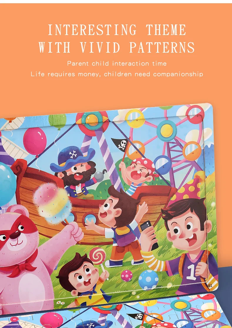 Rompecabezas de madera de 60 uds., rompecabezas 3D de colores, personajes de dibujos animados, animales, aprendizaje educativo temprano, pensamiento lógico, rompecabezas de enfoque, juguetes de regalo