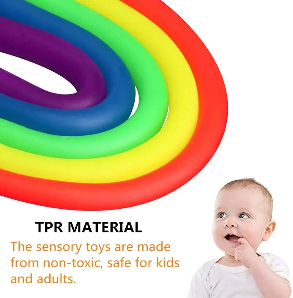 Paquete de 6 juguetes sensoriales de cuerda elástica, resistencia al apretar, fortalece los brazos, fideos, juguetes para aliviar el estrés para niños y adultos