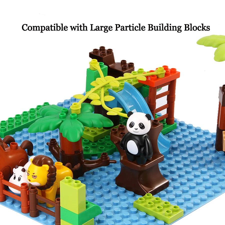Placa base Duploes de gran tamaño, placas de montaje de ladrillos de 16x16 puntos, partículas grandes, figuras clásicas de animales, bloques de construcción, juguetes para niños
