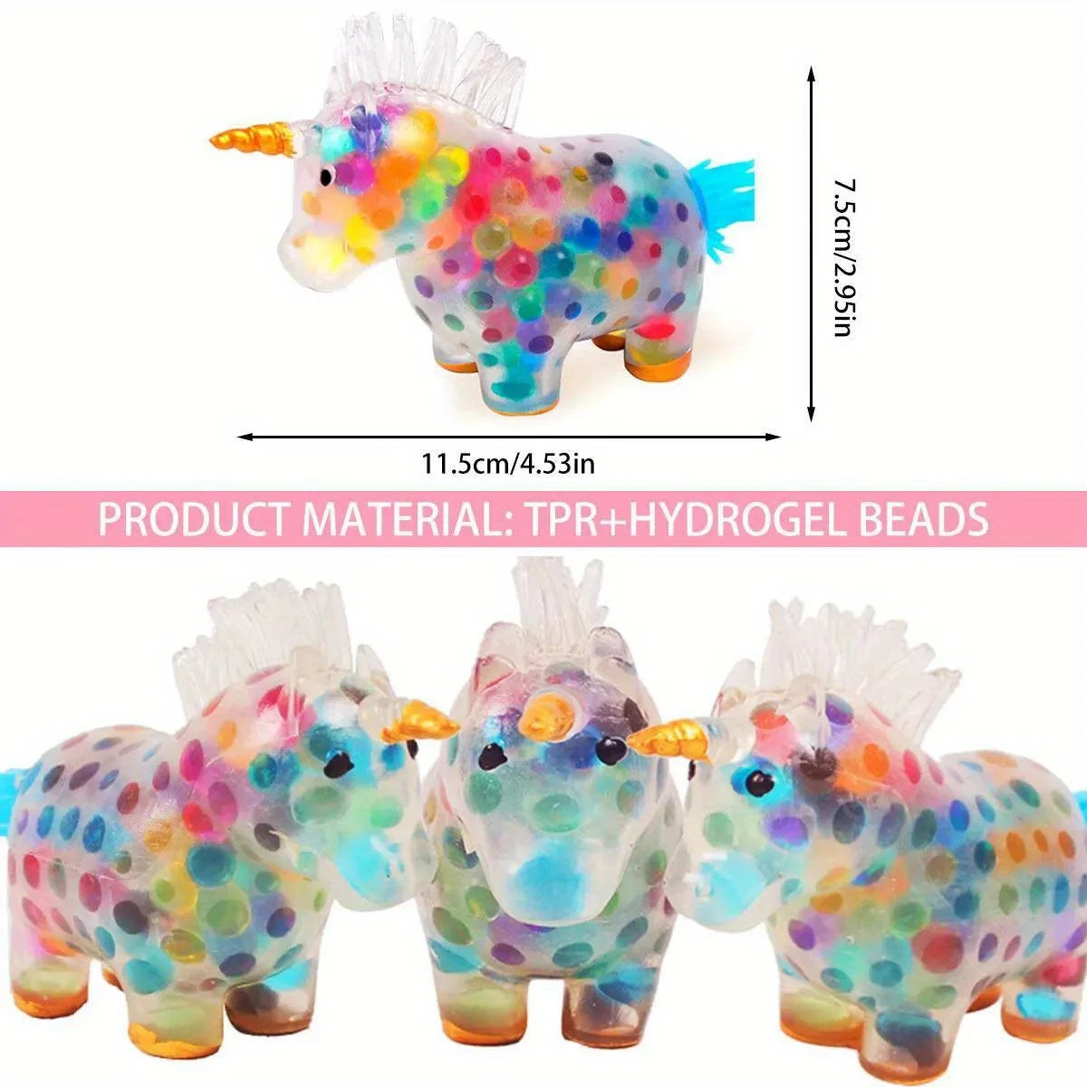 Pelotas antiestrés de unicornio, juguete para curar el estado de ánimo, juguete para apretar, alivio del estrés y la ansiedad, pelota antiestrés de unicornio, juguete de agua de Gel colorido