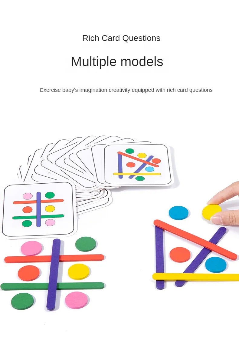 Rompecabezas Montessori para niños, juego de rompecabezas 3D de madera, palo Tangram, forma de anillo geométrico a juego, juguetes educativos para edades tempranas