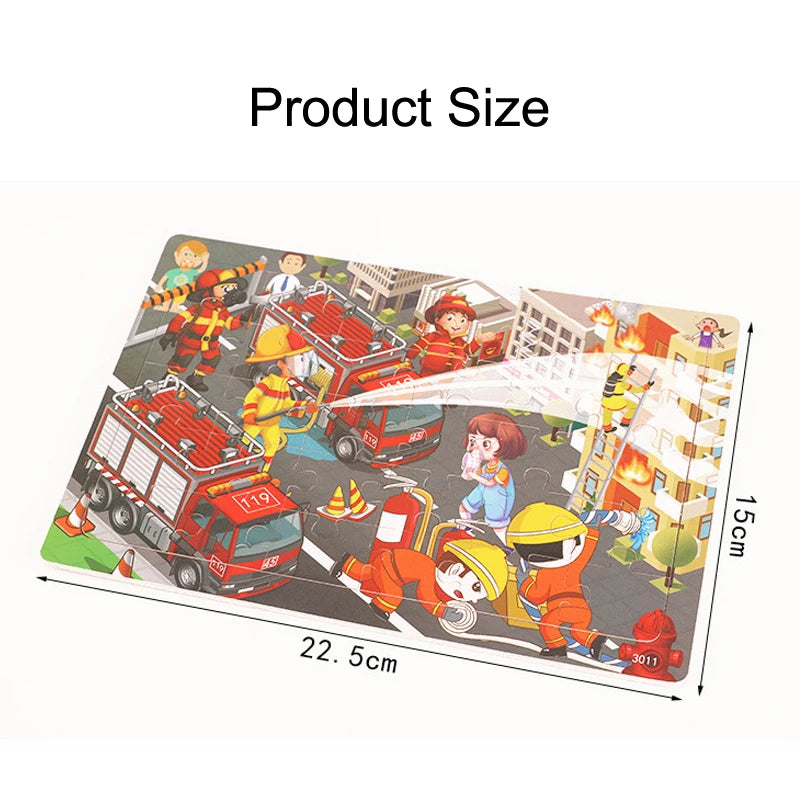 Nuevos rompecabezas de madera de 30 piezas, Tangram de tráfico de animales de dibujos animados, rompecabezas 3d de madera, juguetes educativos Montessori para niños, regalos