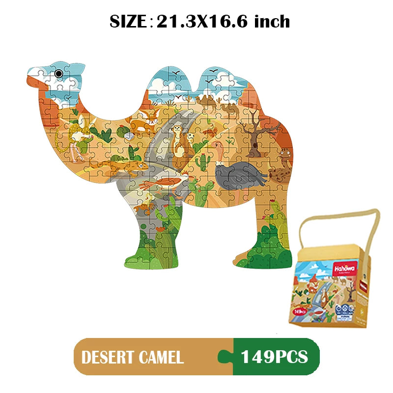 Hahowa-rompecabezas de animales único para niños, juguete con caja de regalo de papel, juegos educativos Montesorri, juguetes, regalos para niños