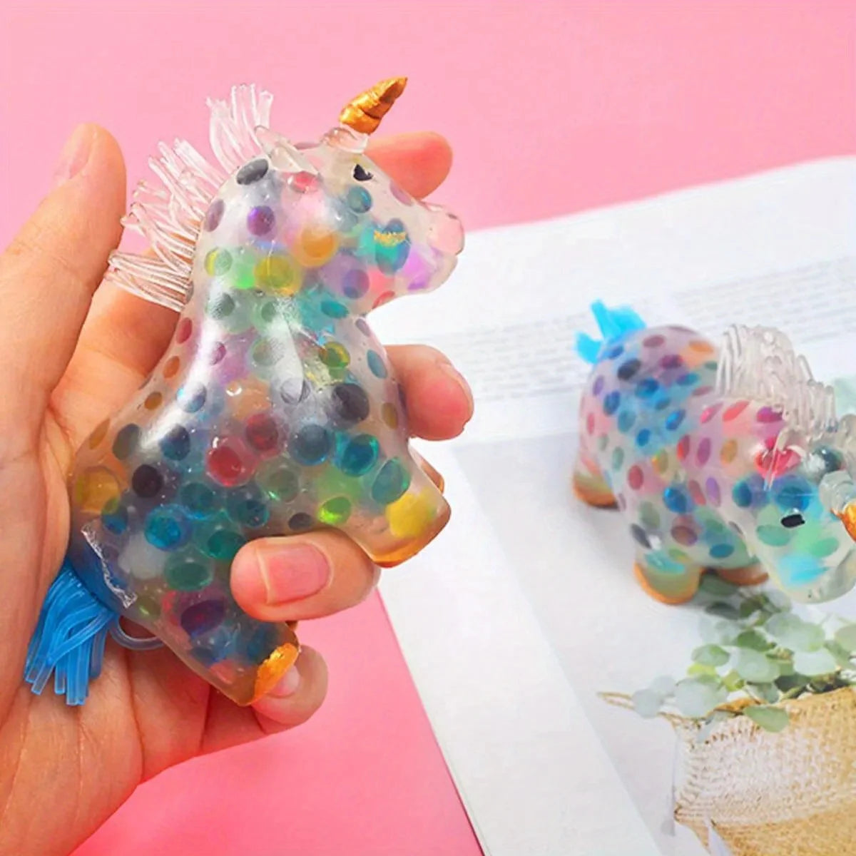 Pelotas antiestrés de unicornio, juguete para curar el estado de ánimo, juguete para apretar, alivio del estrés y la ansiedad, pelota antiestrés de unicornio, juguete de agua de Gel colorido