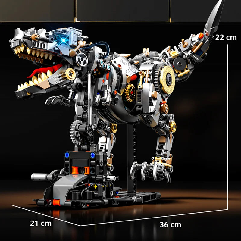 Bloques de construcción de animales mecánicos t-rex ballena loro diablo rayos tiburón modelo ladrillos con luz para chico juguetes para adultos regalos de escritorio