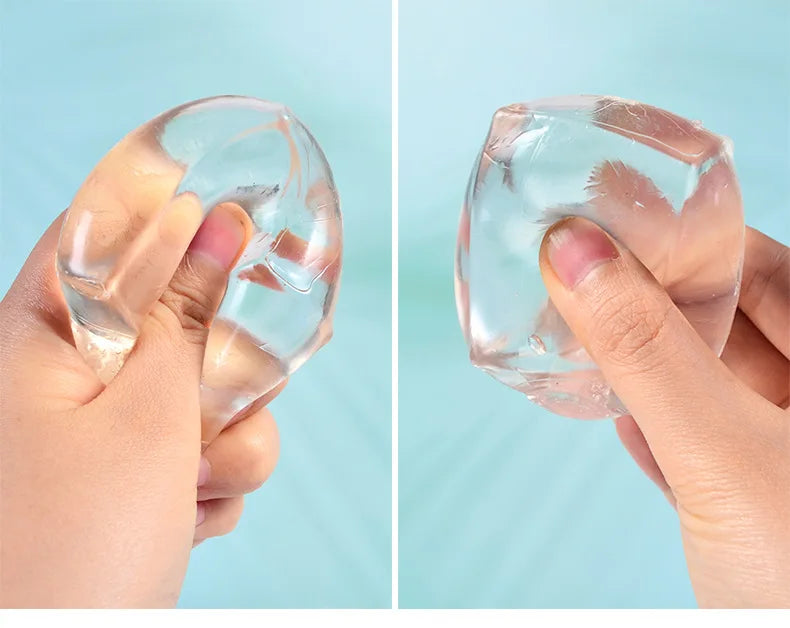 Cubos de hielo transparentes, TPR suave, lentejuelas de rebote lento, bola de maltosa, juguete para pellizco, alivio del estrés, pelota elástica para apretar, descompresión