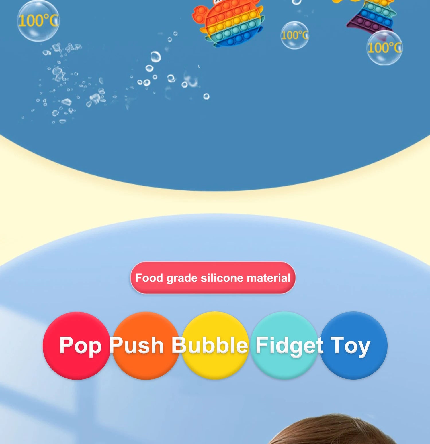Arco Iris Pop Push Bubblle Fidget juguetes antiestrés para niños adultos juguetes sensoriales de necesidades especiales juguetes interactivos para niños