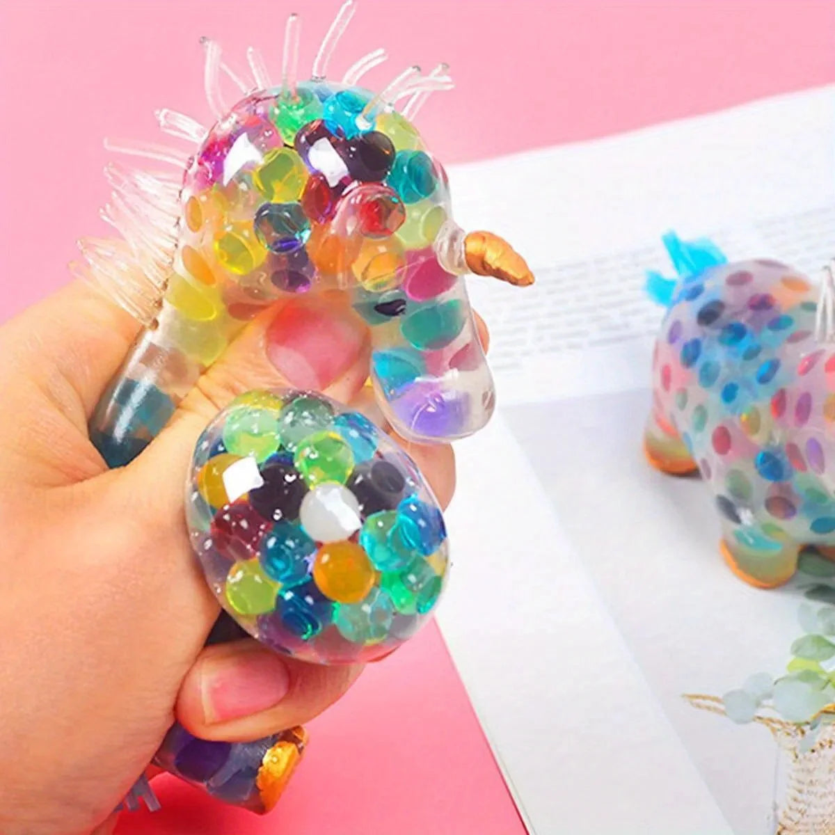 Pelotas antiestrés de unicornio, juguete para curar el estado de ánimo, juguete para apretar, alivio del estrés y la ansiedad, pelota antiestrés de unicornio, juguete de agua de Gel colorido