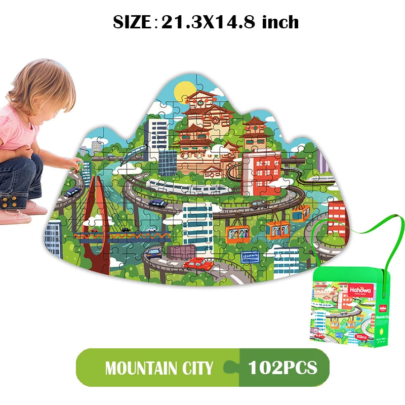 Hahowa-rompecabezas de animales único para niños, juguete con caja de regalo de papel, juegos educativos Montesorri, juguetes, regalos para niños