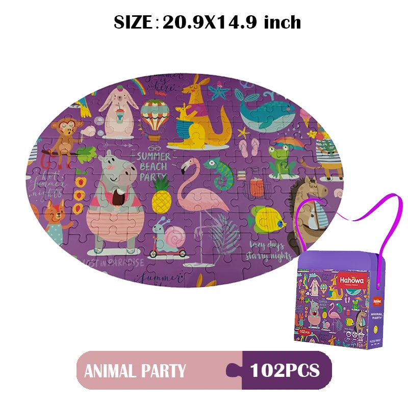 Hahowa-rompecabezas de animales único para niños, juguete con caja de regalo de papel, juegos educativos Montesorri, juguetes, regalos para niños
