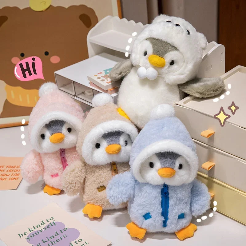 Juguete de peluche de pingüino para bebé, muñeco relajante para dormir, pingüino esponjoso, ropa, sombreros, almohada de Animal de peluche, regalo de cumpleaños, nuevo