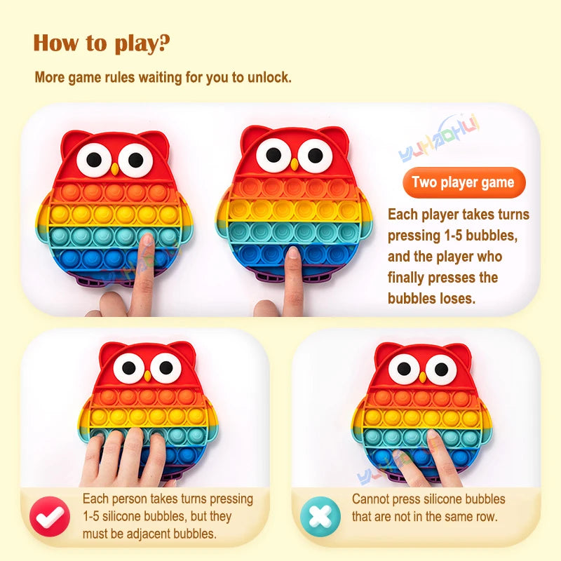 Arco Iris Pop Push Bubblle Fidget juguetes antiestrés para niños adultos juguetes sensoriales de necesidades especiales juguetes interactivos para niños