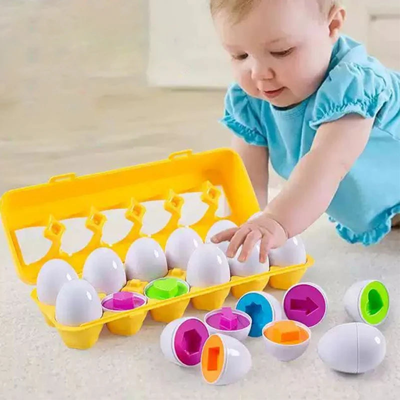 Juguete de huevos inteligentes Montessori para bebés, juegos de rompecabezas a juego, clasificador de formas, juguetes educativos de aprendizaje para niños de 2 a 3 años, regalo de Pascua
