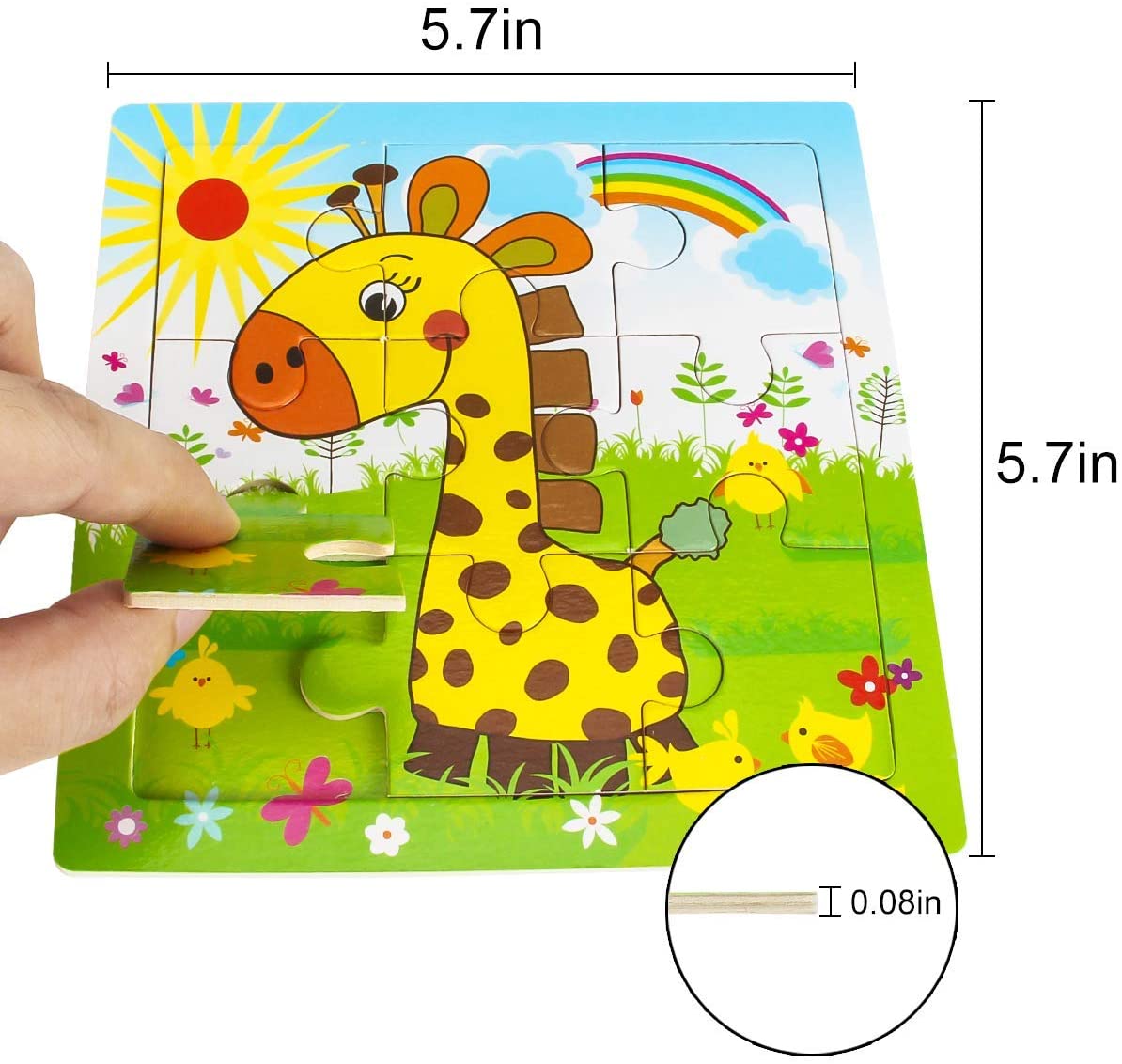 Rompecabezas de madera para niños de 2, 3, 4 y 5 años, juguetes para niños, juego de juguetes educativos para preescolar, rompecabezas de animales para niños y niñas, 9/16