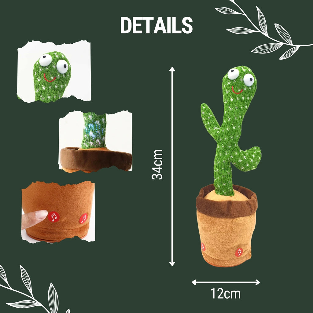 Vicyol S&D Cactus Bailarín con Luces y 120 Canciones. Juguete de Peluche que Baila y Repite. Decorativo y Educativo para Niños