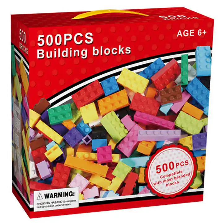 Bloques Construccion Infantiles 500 Piezas Juguete Infantil Regalo Compatible con todas las marcas Juego de bloques de construcción creativos de piezas Certificados con marcado CE, seguros y divertidos para niños desde los