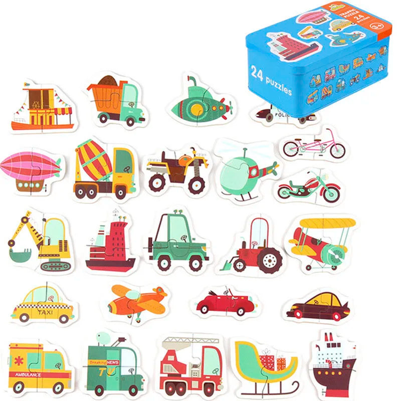Rompecabezas para bebés, juguetes educativos Montessori, juegos de rompecabezas 3D de madera, caja de hierro, rompecabezas para niños, rompecabezas de madera para niños de 2 a 3 a 4 años