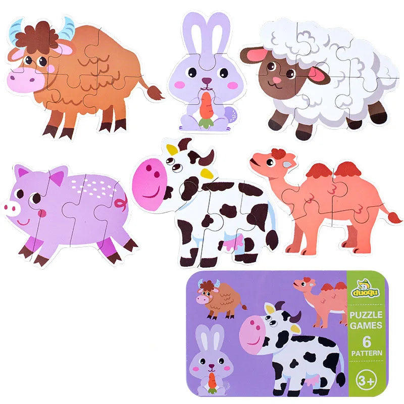 Rompecabezas para bebés, juguetes educativos Montessori, juegos de rompecabezas 3D de madera, caja de hierro, rompecabezas para niños, rompecabezas de madera para niños de 2 a 3 a 4 años