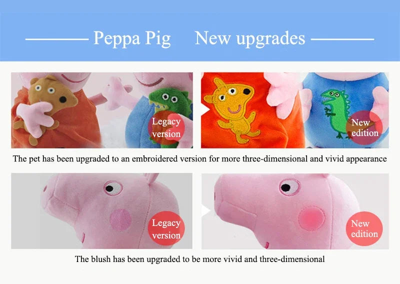 19cm Original Peppa Pig juguetes de peluche George Eddie Bear Mr dinosaurio figura de Anime juguetes de peluche niños juguete de regalo de Navidad