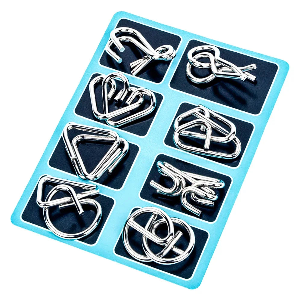Rompecabezas de Metal IQ clásico para niños y adultos, rompecabezas mágico desconcertante, juego de rompecabezas con cordón, desbloqueo, juguete novedoso, 1 ud.