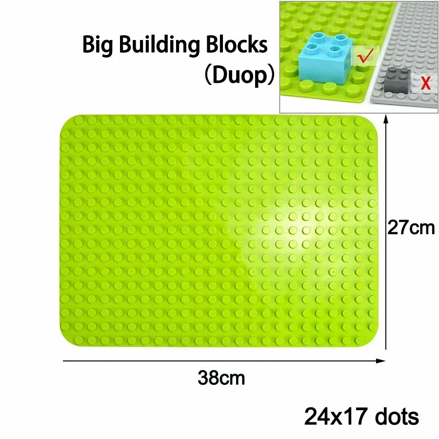 Placa base Duploes de gran tamaño, placas de montaje de ladrillos de 16x16 puntos, partículas grandes, figuras clásicas de animales, bloques de construcción, juguetes para niños