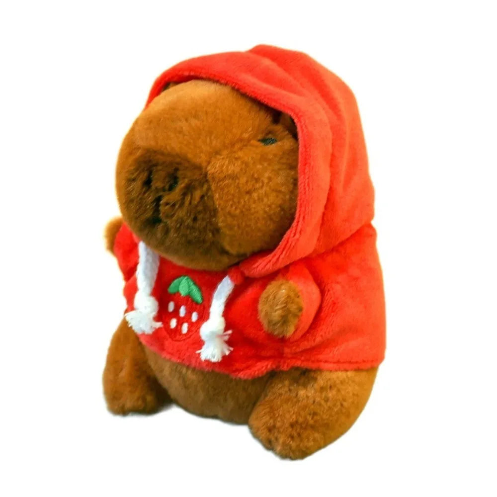 Lindo juguete de peluche de capibara de tamaño pequeño con alas Sudadera con capucha simulación muñeco de capibara juguete esponjoso regalos de cumpleaños