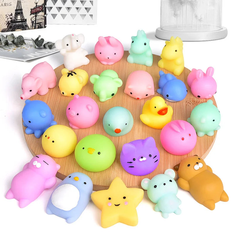 50-5 uds. De juguetes blandos Kawaii Mochi Anima para niños, pelota antiestrés para apretar, recuerdos de fiesta, juguetes para aliviar el estrés para cumpleaños