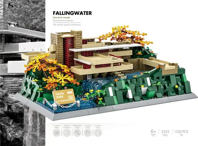 MOC arquitectura de fama mundial Edificio casa de ópera bloques de construcción Villa Savoye puente torre juguete niños cumpleaños regalo de Navidad