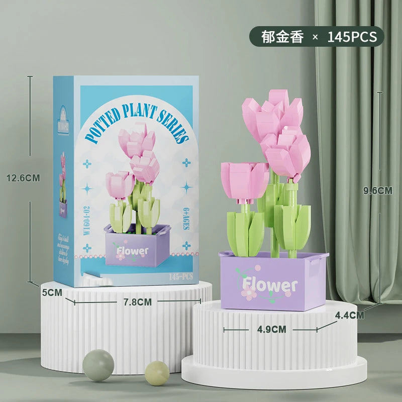 Ramo de flores Mini Diy juguetes de bloques de construcción para niños bloques para adultos Constructor Micro ladrillos conjunto de construcción regalo