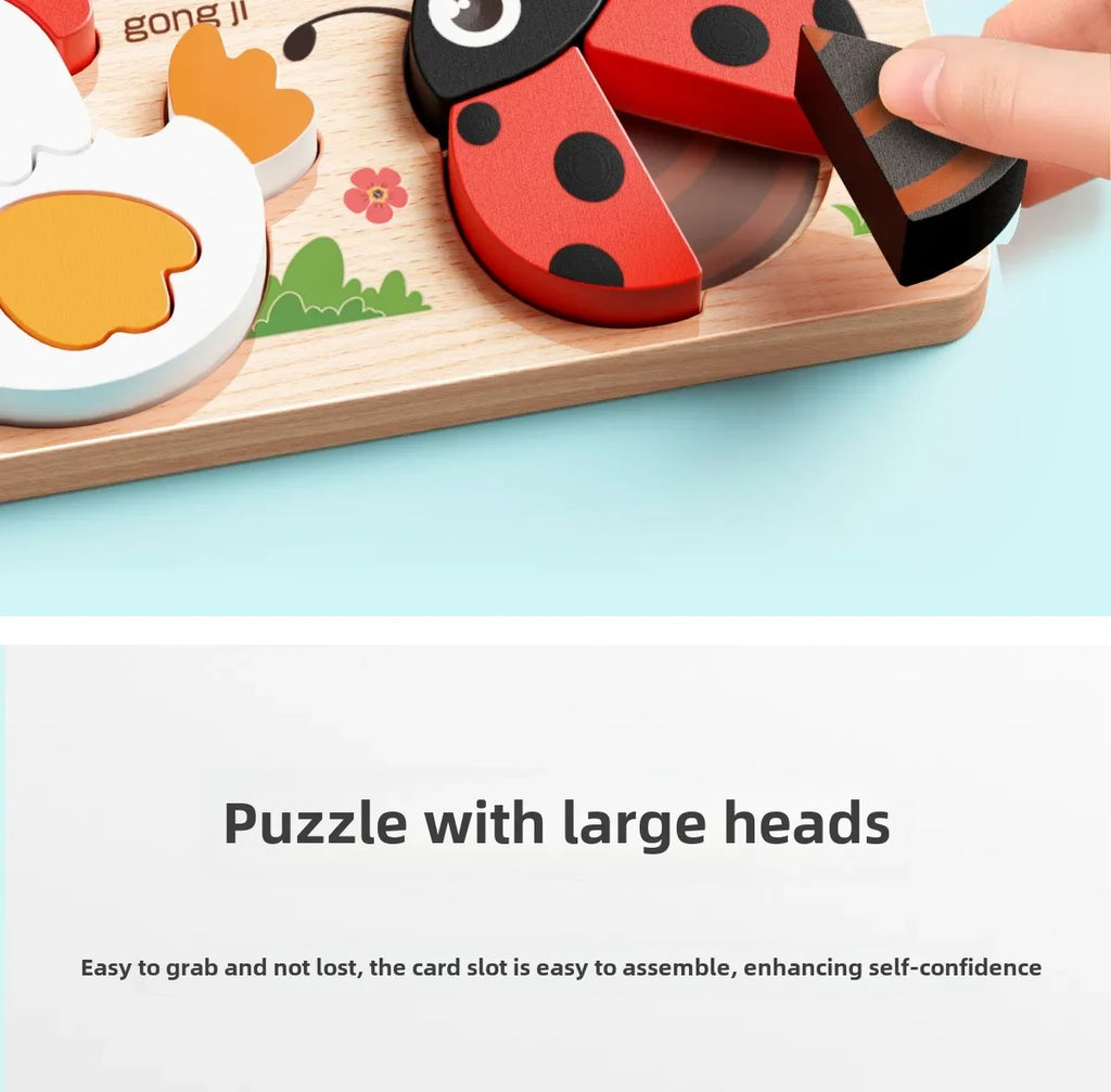 Rompecabezas de madera 3D de dibujos animados Montessori, rompecabezas de tráfico de animales, juguetes para niños, juego cognitivo educativo de Aprendizaje Temprano, regalos para niños