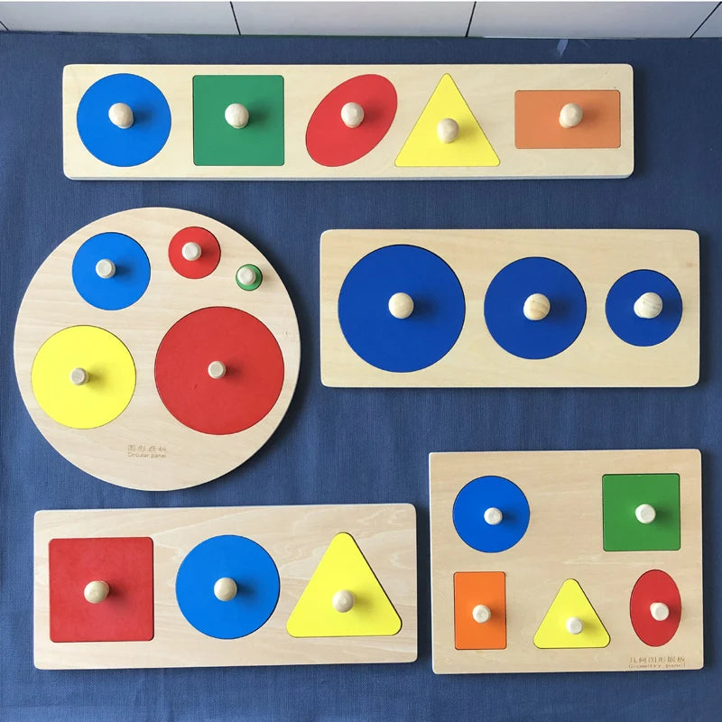 Rompecabezas Montessori de formas múltiples, rompecabezas de madera, juguete, tablero de agarre geométrico, clasificador de colores de formas educativas para bebés y niños de 1 2 3 Y
