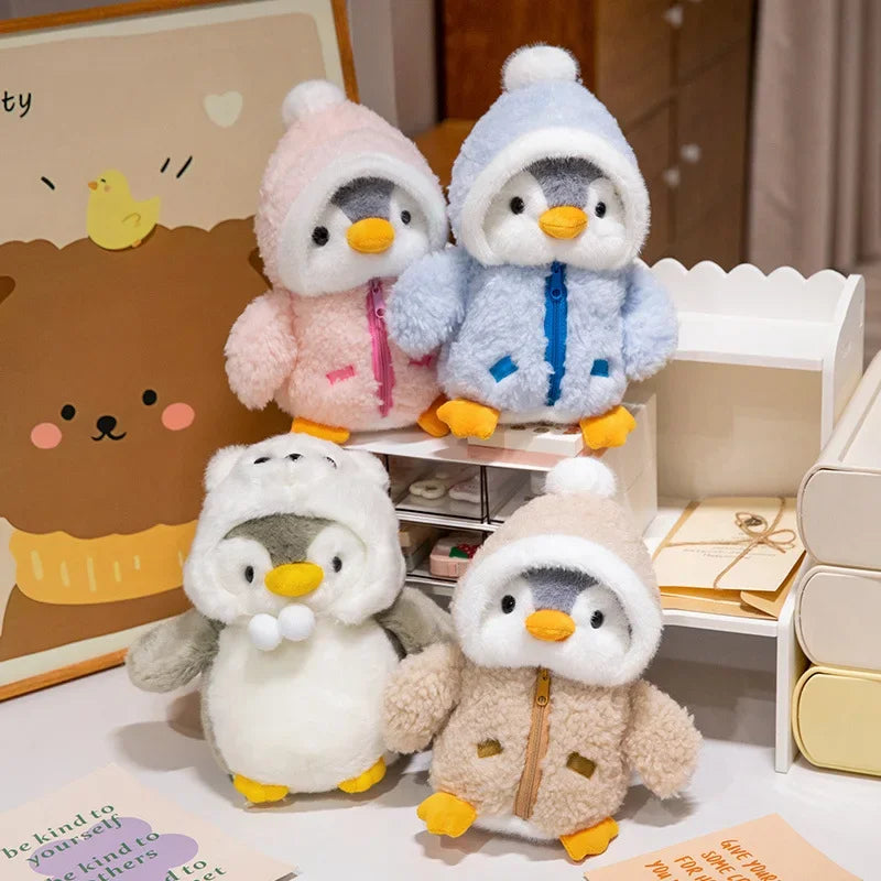 Juguete de peluche de pingüino para bebé, muñeco relajante para dormir, pingüino esponjoso, ropa, sombreros, almohada de Animal de peluche, regalo de cumpleaños, nuevo