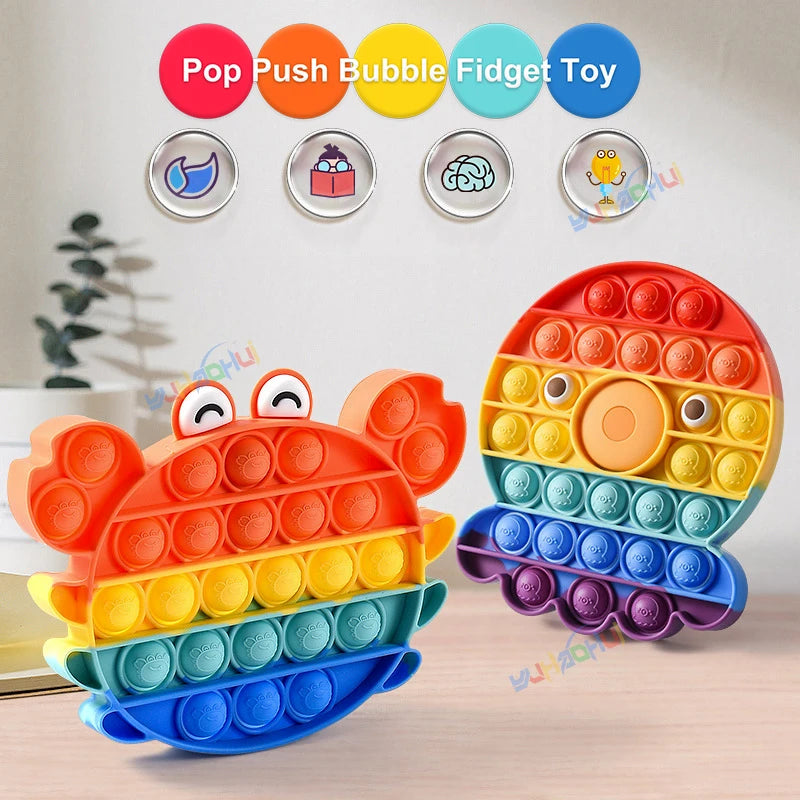 Arco Iris Pop Push Bubblle Fidget juguetes antiestrés para niños adultos juguetes sensoriales de necesidades especiales juguetes interactivos para niños