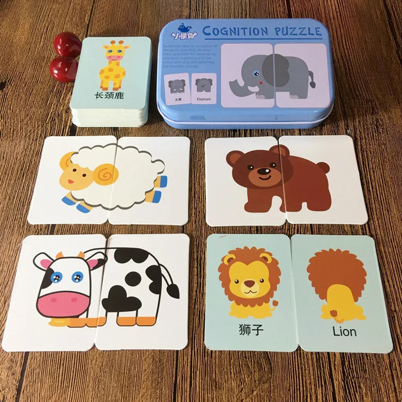 Rompecabezas para bebés, juguetes educativos Montessori, juegos de rompecabezas 3D de madera, caja de hierro, rompecabezas para niños, rompecabezas de madera para niños de 2 a 3 a 4 años