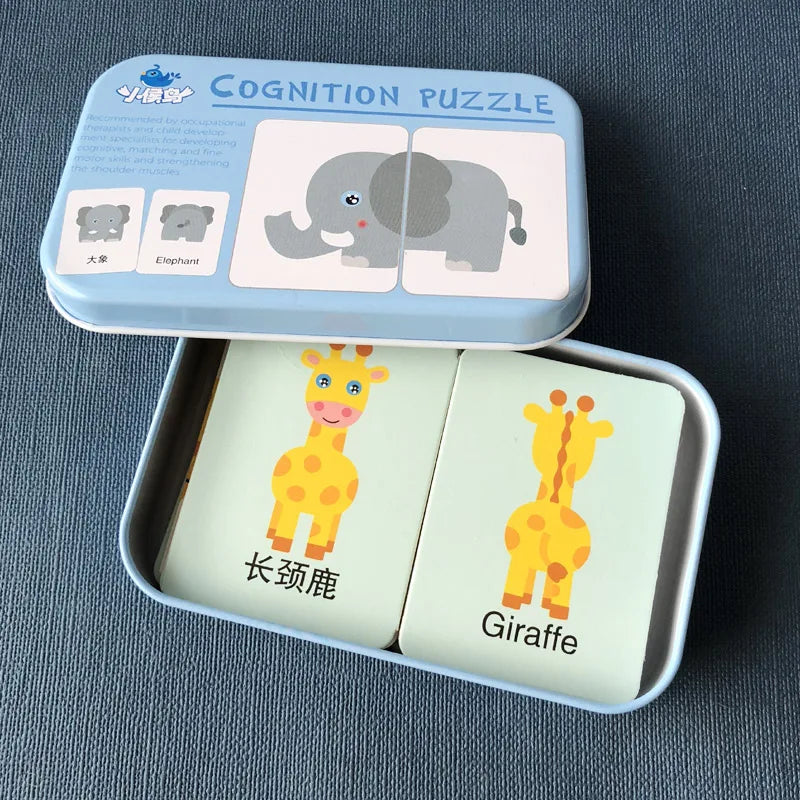 Rompecabezas para bebés, juguetes educativos Montessori, juegos de rompecabezas 3D de madera, caja de hierro, rompecabezas para niños, rompecabezas de madera para niños de 2 a 3 a 4 años